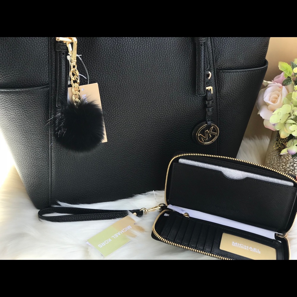 🌷MICHAEL KORS Black Pebbled Leather Tote Set - Picture 6 of 8